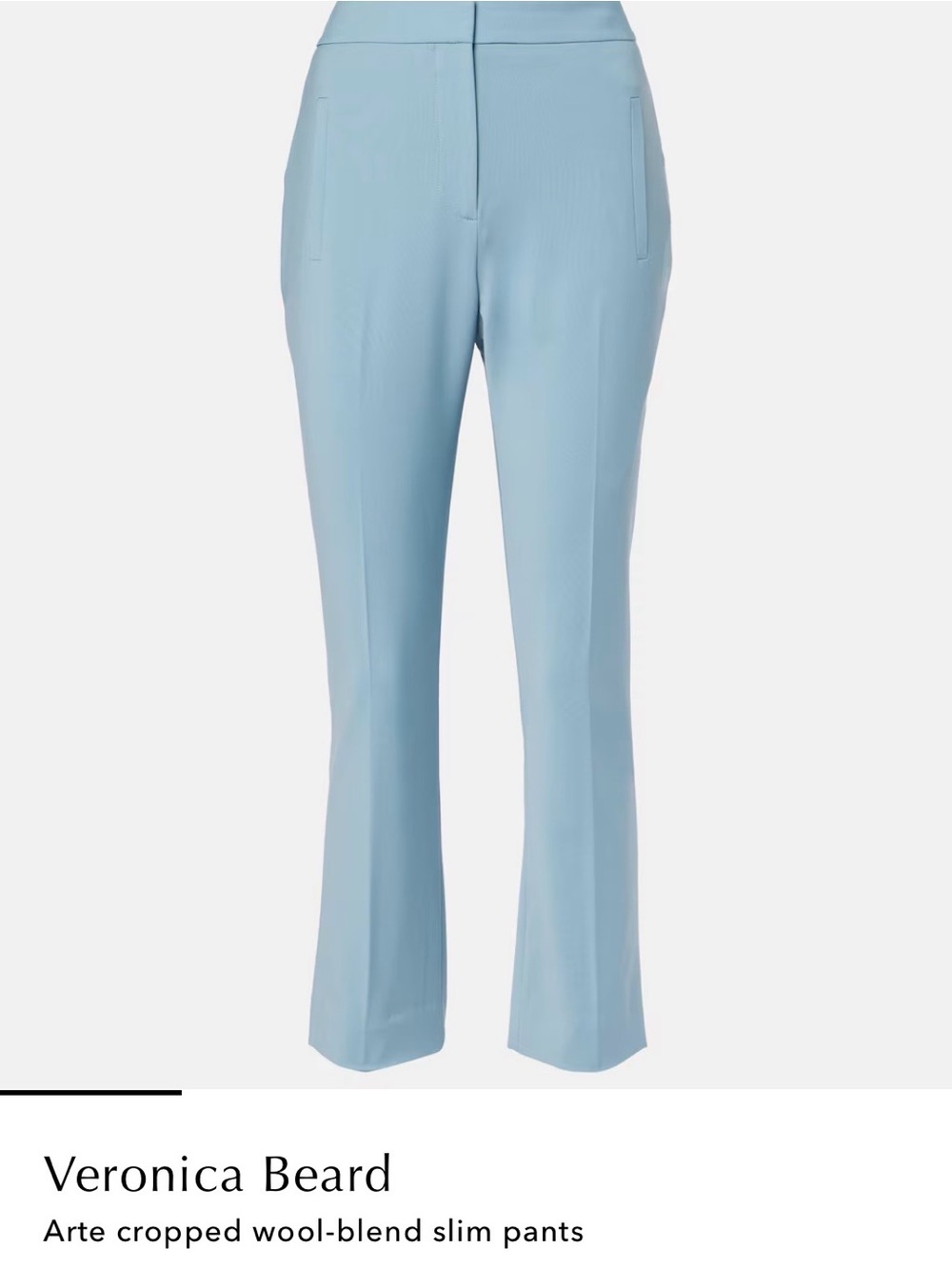 Veronica Beard Arte cropped wool blend Sky Blue Slim Pants.